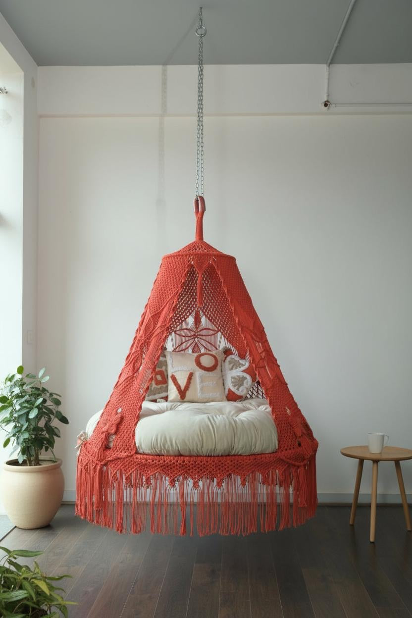 Happy macrame hanging swing