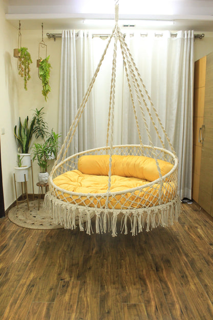 White / Yellow Double seater hanging chair - Swing Saga