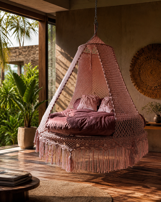 Macrame Lush Lux swing bed for adults by swing saga