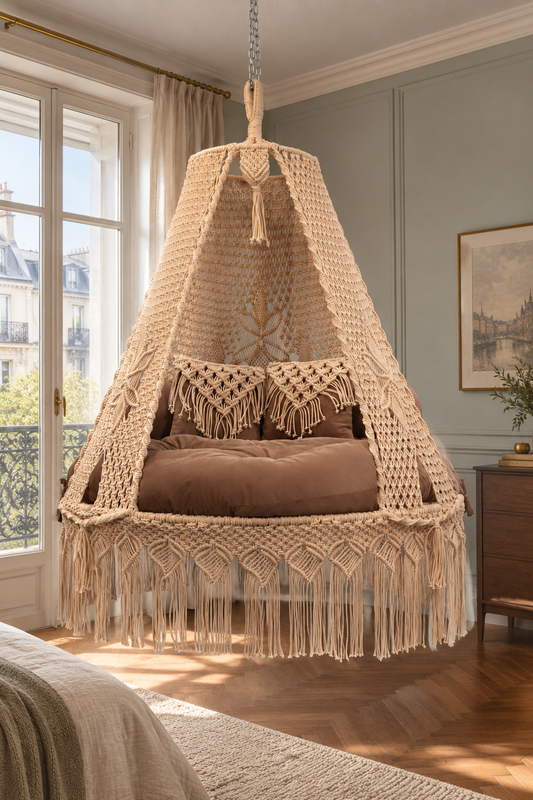The Tova — 60-Inch Bronzer Cotton Macramé Bed Swing