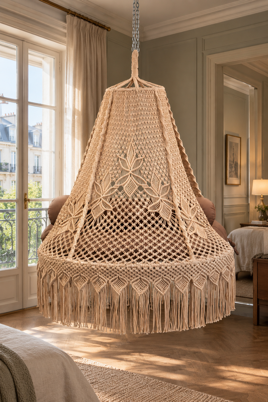 The Tova — Bronzer Cotton Macramé Bed Swing