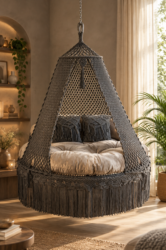 Ecofriendly Ash Brown Big Bed Swing by Swing Saga