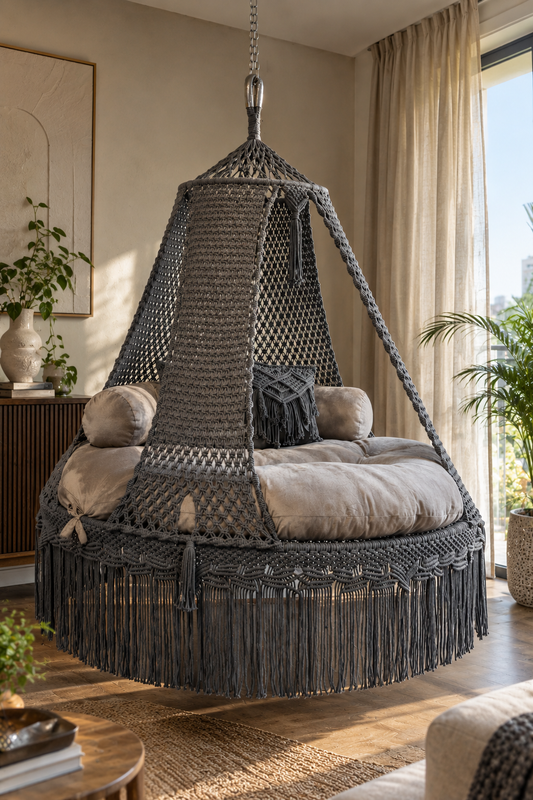 Ecofriendly Ash Brown Big Bed Swing by Swing Saga