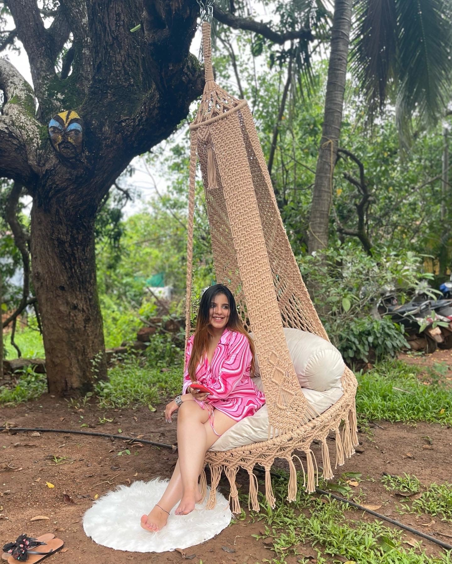 Light Peach single seater hanging chair - Swing Saga