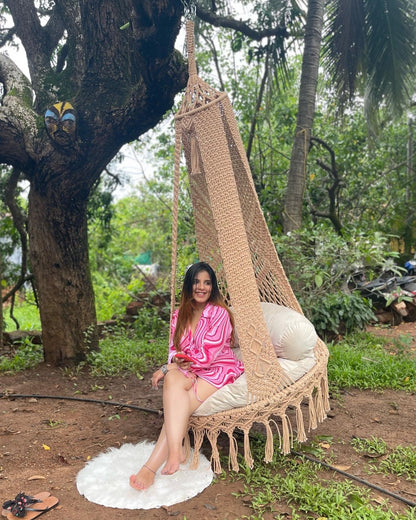 Light Peach single seater hanging chair - Swing Saga
