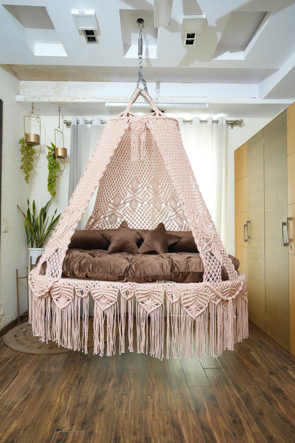 Light Peach macrame sofa swing - Swing Saga