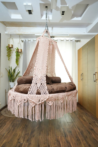Light Peach macrame sofa swing - Swing Saga