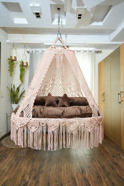 Light Peach macrame sofa swing - Swing Saga