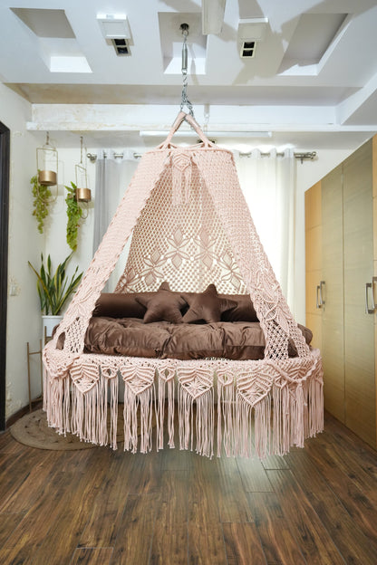Light Peach macrame sofa swing - Swing Saga