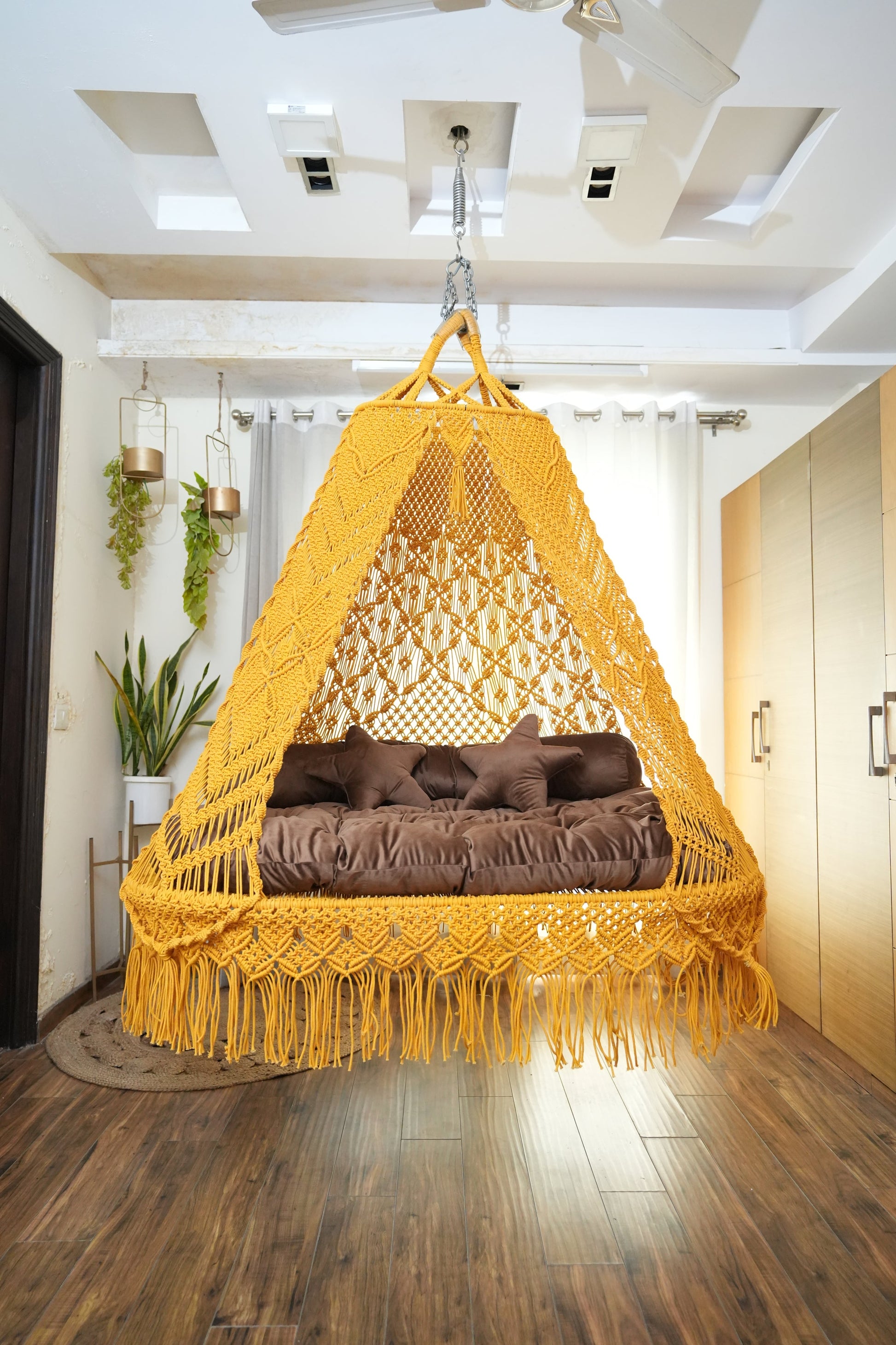 Sunflower Yellow Sofa Cum Bed Swing