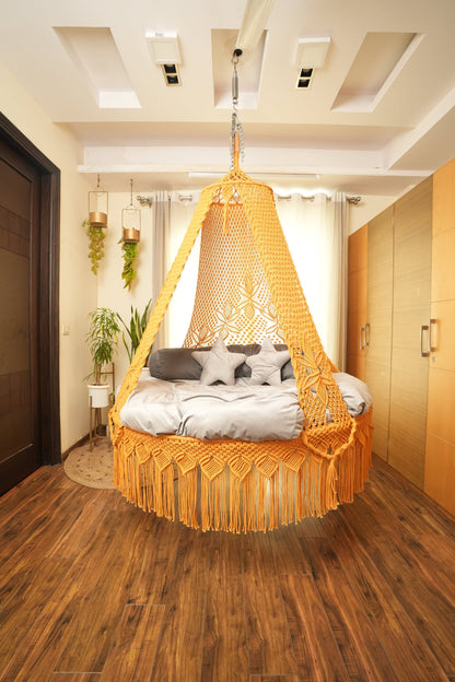 Yellow Macrame Bed Swing - Swing Saga