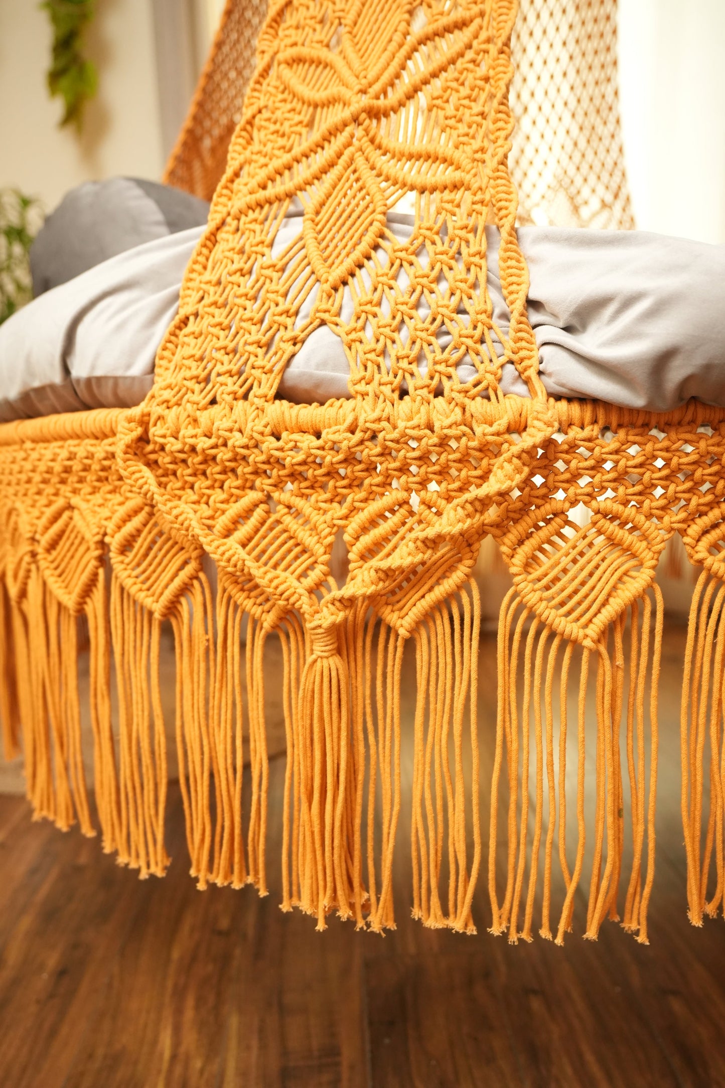 Yellow Macrame Bed Swing - Swing Saga