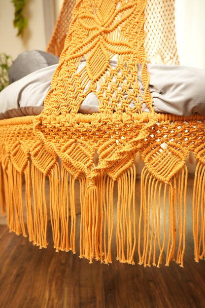 Yellow Macrame Bed Swing - Swing Saga