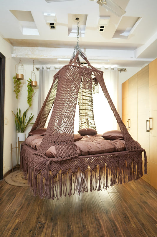 Palace Square Bed Swing in Brown color by swing saga