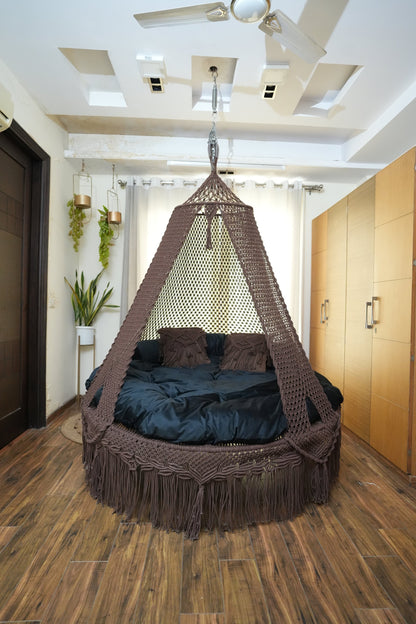 Mocha Brown Macrame Bed Swing - Swing Saga