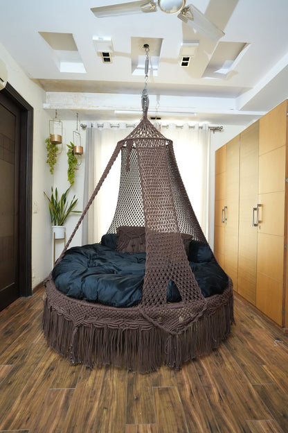 Mocha Brown Macrame Bed Swing - Swing Saga