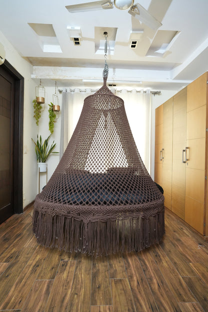 Mocha Brown Macrame Bed Swing - Swing Saga