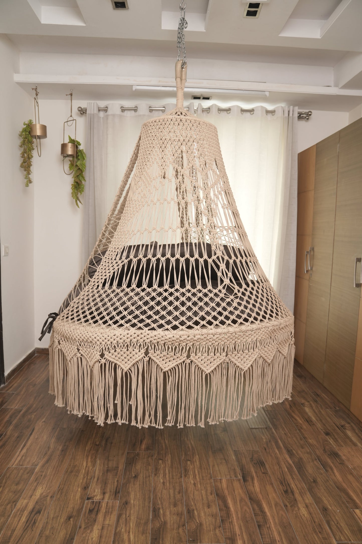 Toffee Peach  Macrame Bed Swing - Swing Saga