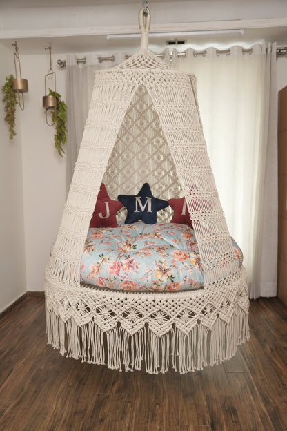 Cream White Double seater hanging chair - Swing Saga