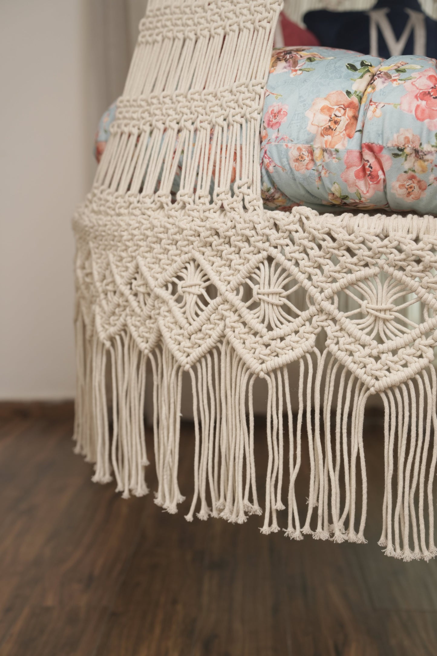 Cream White Double seater hanging chair - Swing Saga