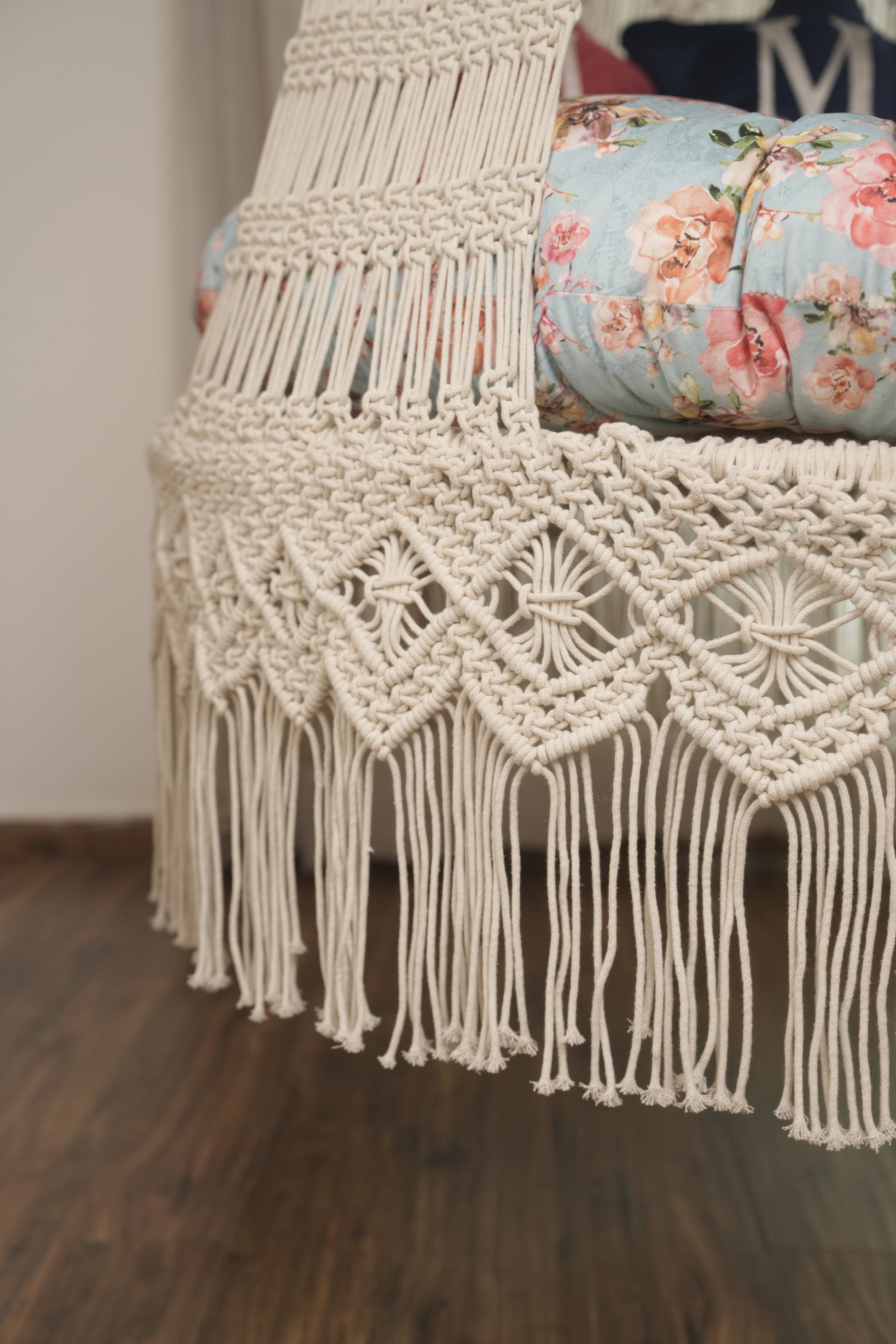 Cream White Double seater hanging chair - Swing Saga