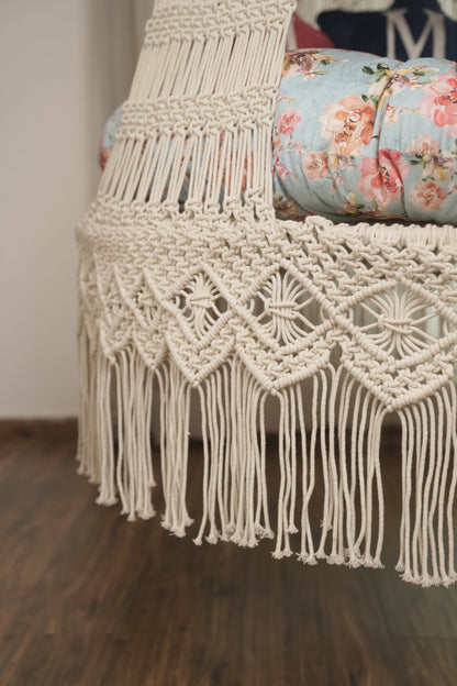 Cream White Double seater hanging chair - Swing Saga