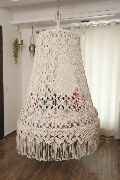 Cream White Double seater hanging chair - Swing Saga