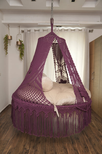 Magenta Pink  Macrame Bed Swing - Swing Saga