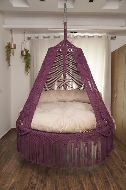 Magenta Pink  Macrame Bed Swing - Swing Saga