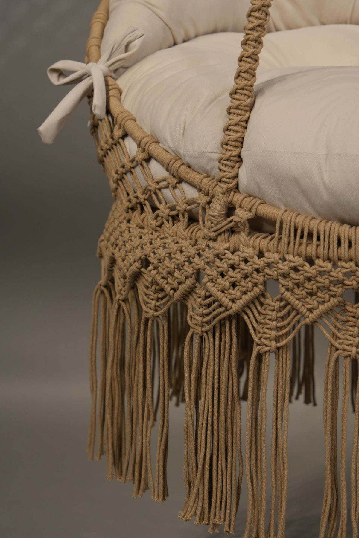 The Alba — 35-Inch Warm Sand Cotton Macramé Chair Swing