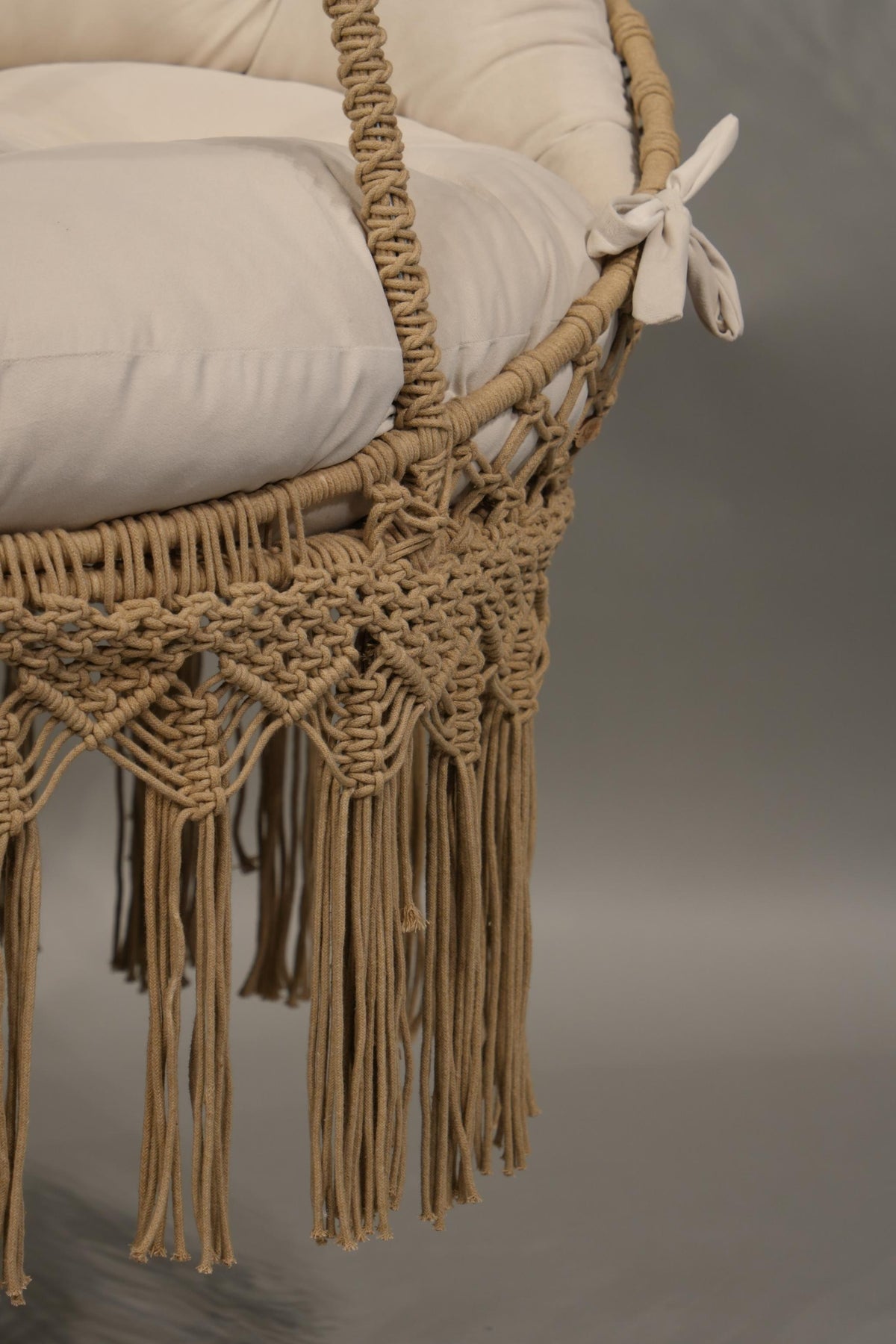 The Alba — 35-Inch Warm Sand Cotton Macramé Chair Swing