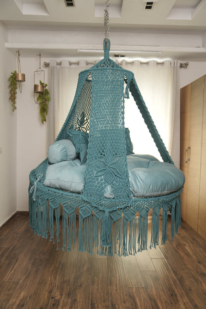 Teal Blue Macrame Bed Swing - Swing Saga