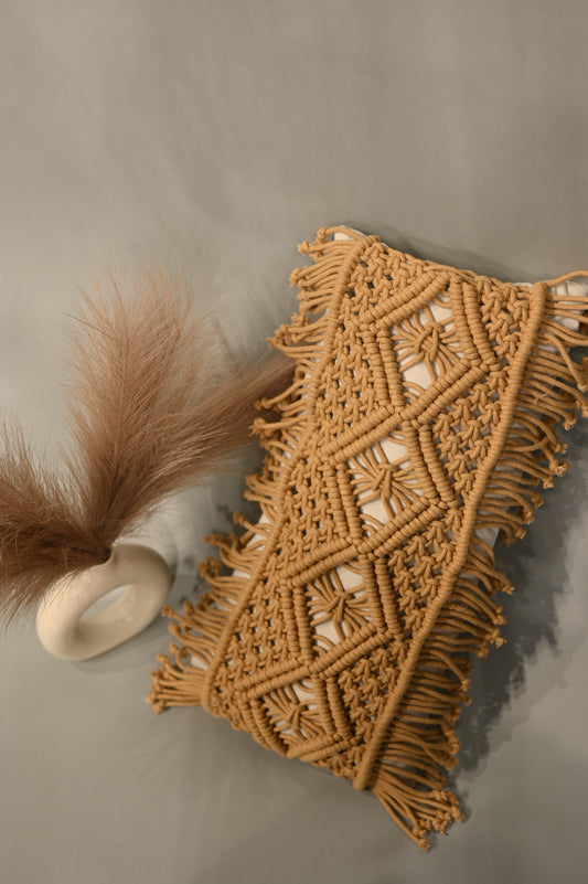 Swing Saga handcrafted macrame pillow cover for living room styling.