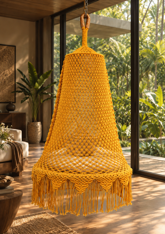 Yellow Bingsu macrame hanging macrame swing