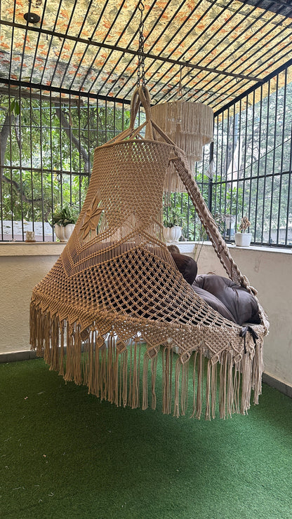 Toffee Peach   Macrame Bed Swing - Swing Saga