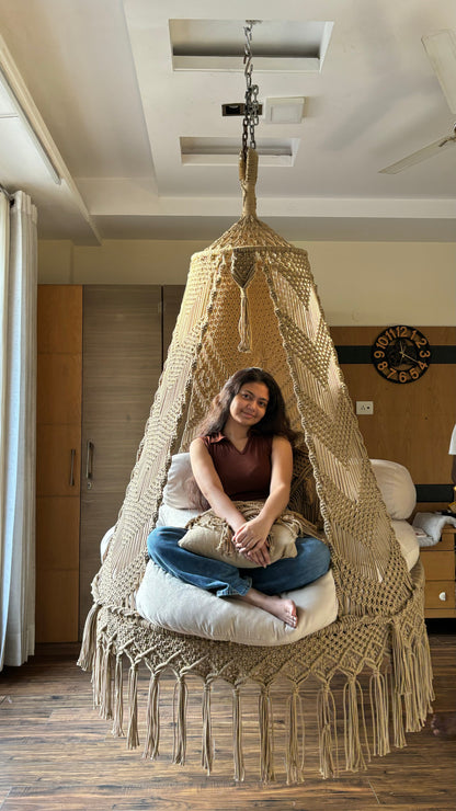 Tan Double seater hanging chair - Swing Saga