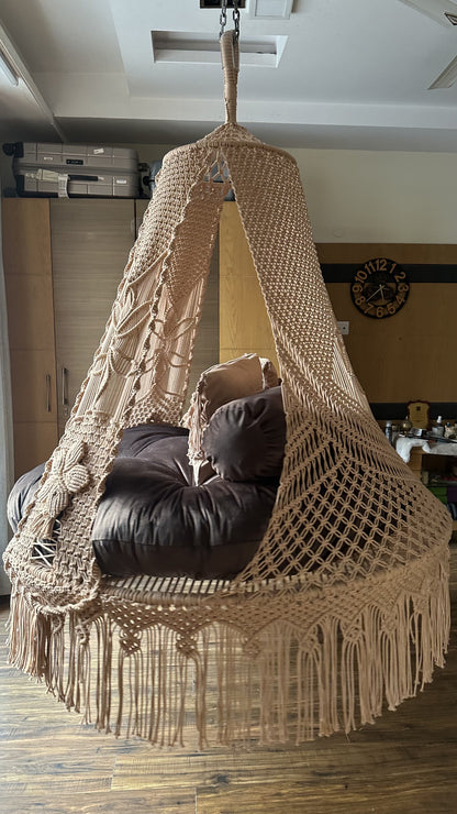 Toffee Peach Macrame Bed Swing - Swing Saga