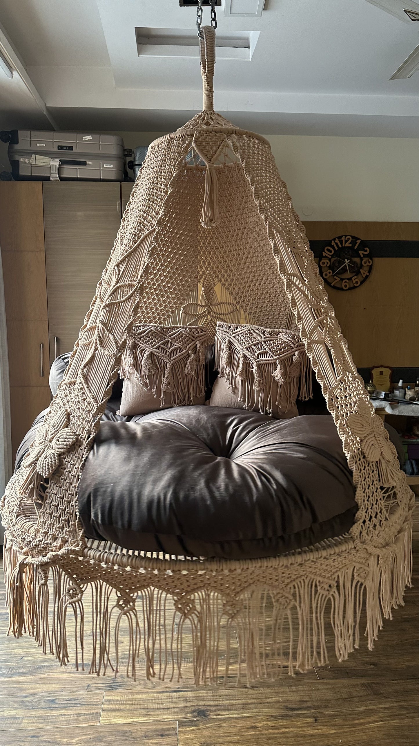 Toffee Peach Macrame Bed Swing - Swing Saga