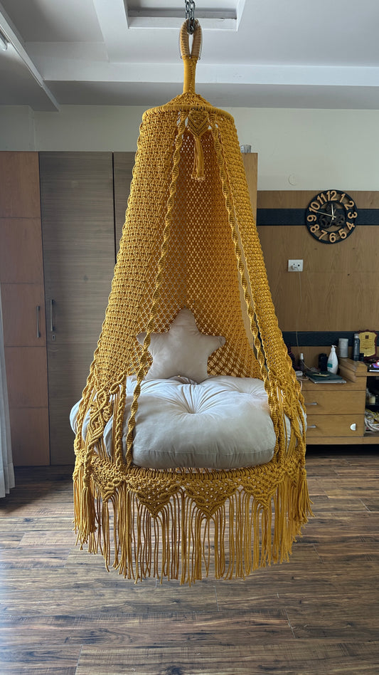 Yellow Bingsu macrame hanging macrame swing