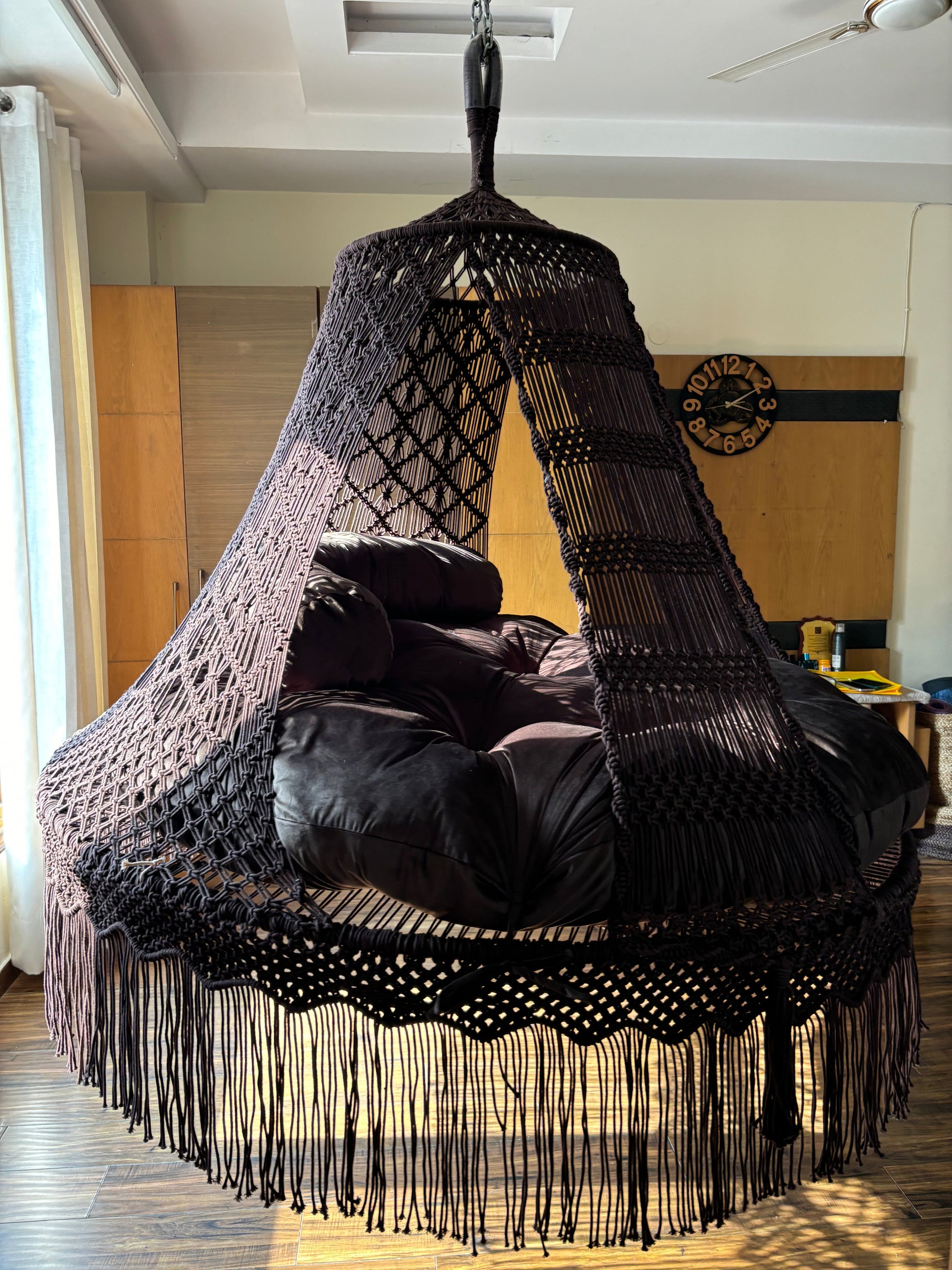 Mocha Brown / Chocolate Brown Macrame Bed Swing - Swing Saga