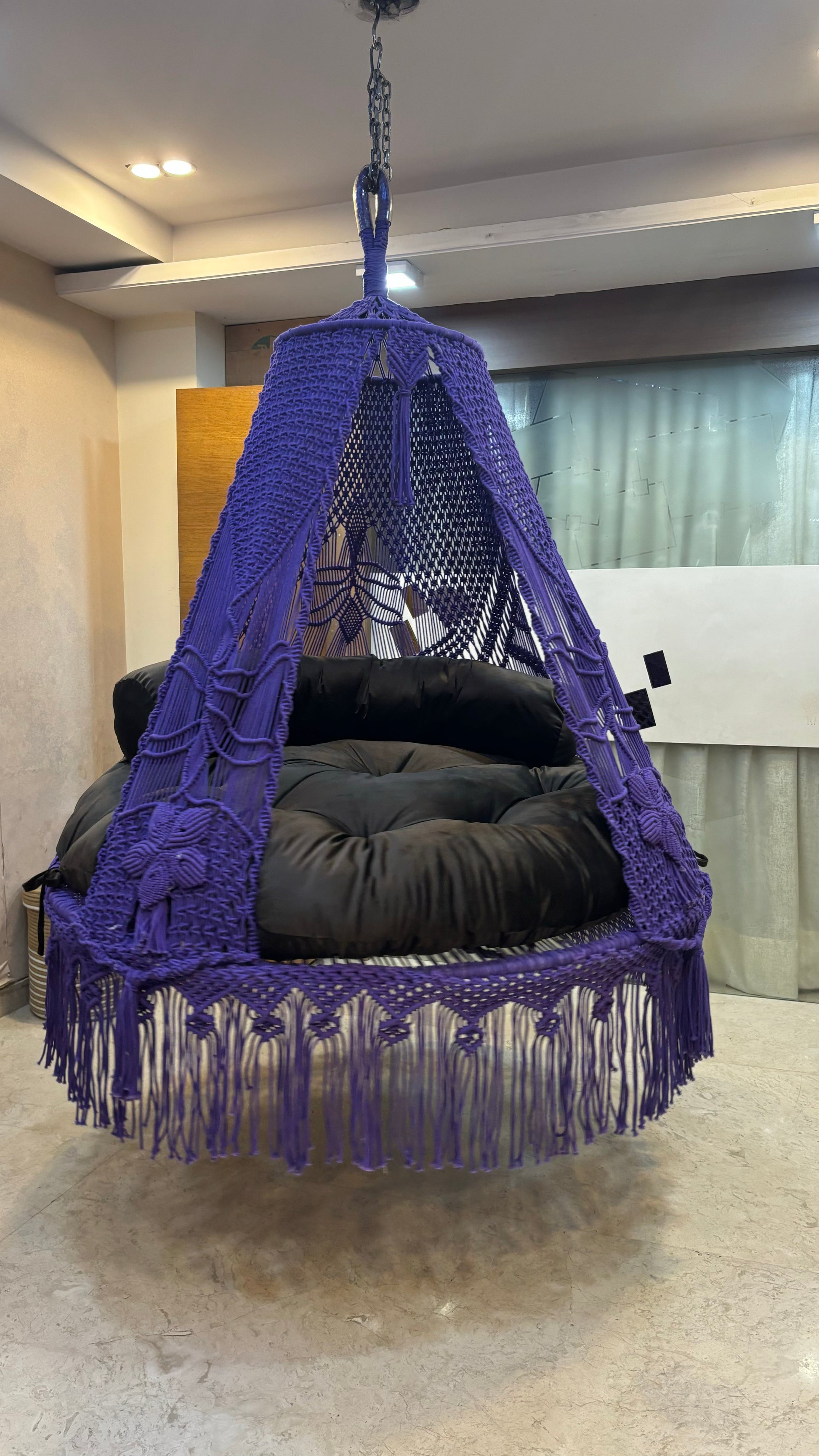 Dark Purple  Macrame Bed Swing - Swing Saga