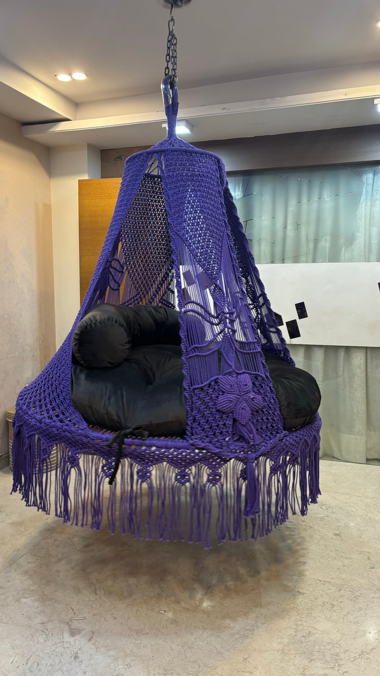 Dark Purple  Macrame Bed Swing - Swing Saga