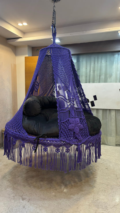 Dark Purple  Macrame Bed Swing - Swing Saga