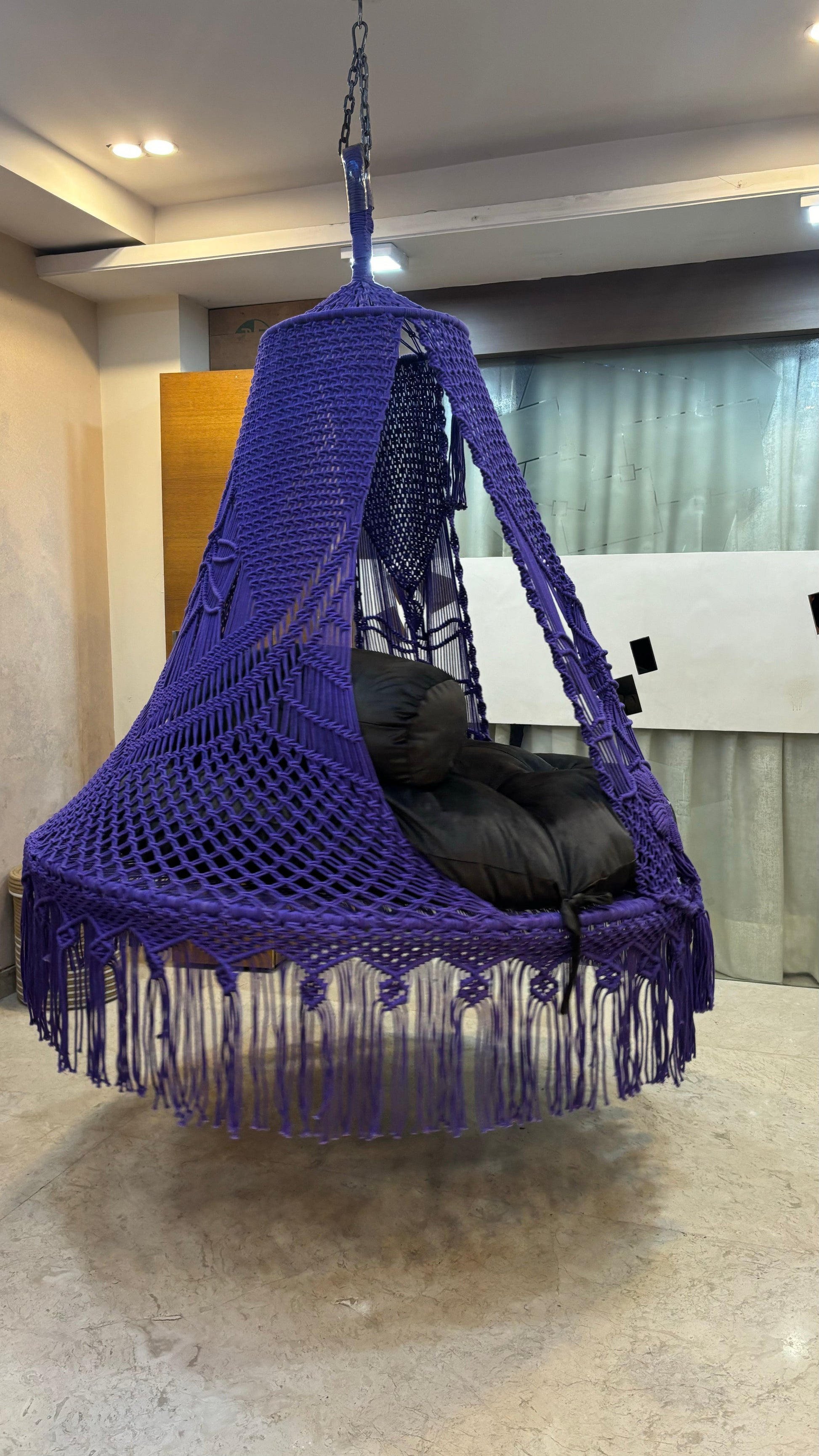 Dark Purple  Macrame Bed Swing - Swing Saga