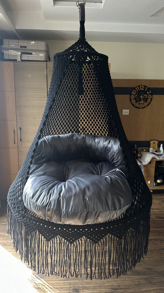 Black / Dark Grey Double seater hanging chair - Swing Saga
