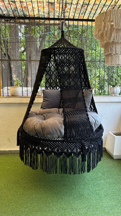 Black Double seater hanging chair - Swing Saga