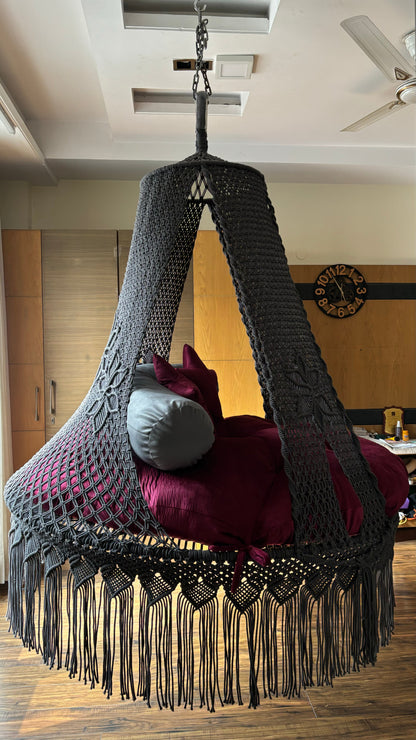 Dark Grey Macrame Bed Swing - Swing Saga