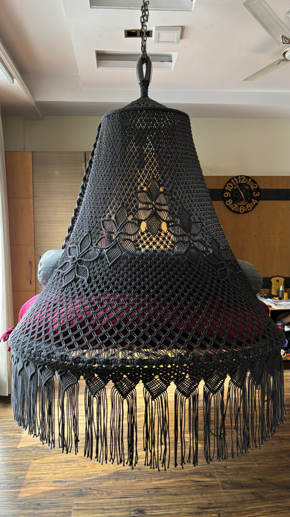 Dark Grey Macrame Bed Swing - Swing Saga