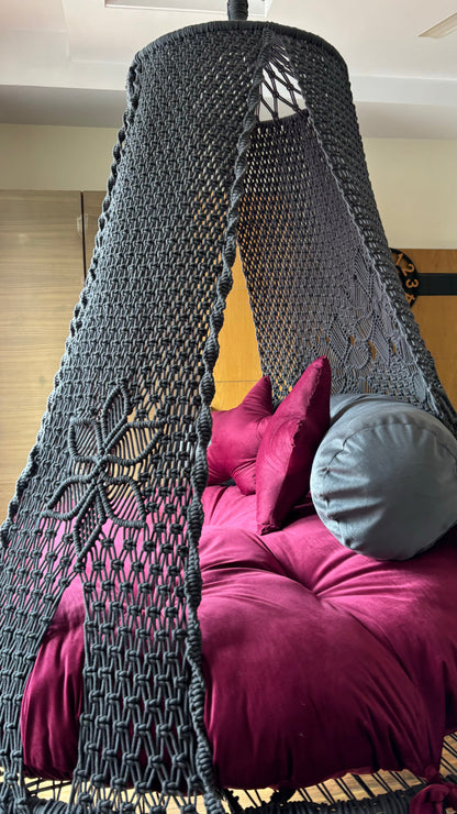 Dark Grey Macrame Bed Swing - Swing Saga