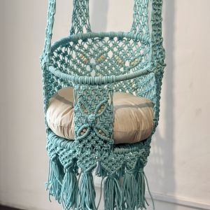 Peacock blue macrame baby swing